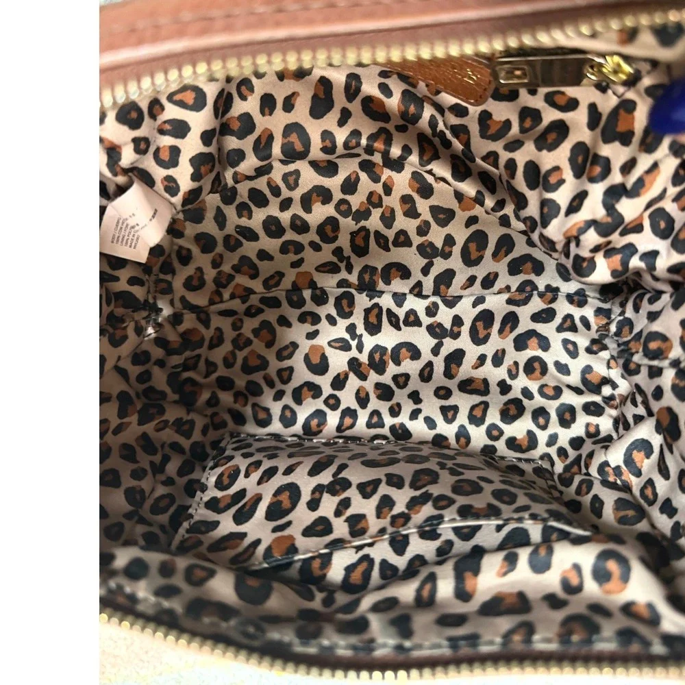 Juicy Couture Brown Leather Crossbody Bag Heart Padlock Leopard Print Lining - Picture 15 of 15